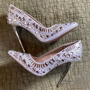 Charlotte Russe Silver Crystal Pointed Toe “Elsa” Pumps